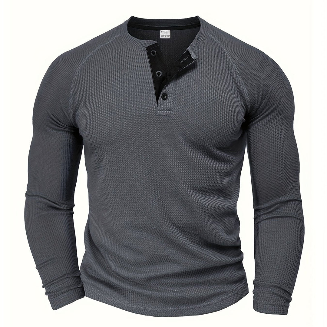 Tobias | Wyrafinowany Top Henley z Zapięciem na Guziki
