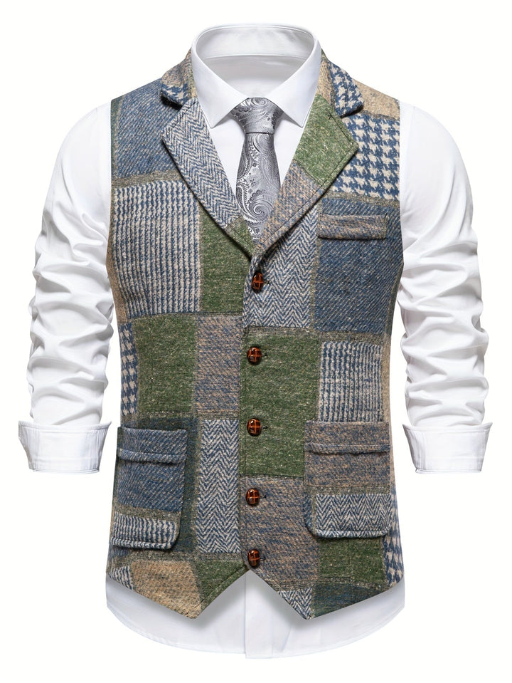 Benedict | Kamizelka Patchwork z Wzorem Skośnym