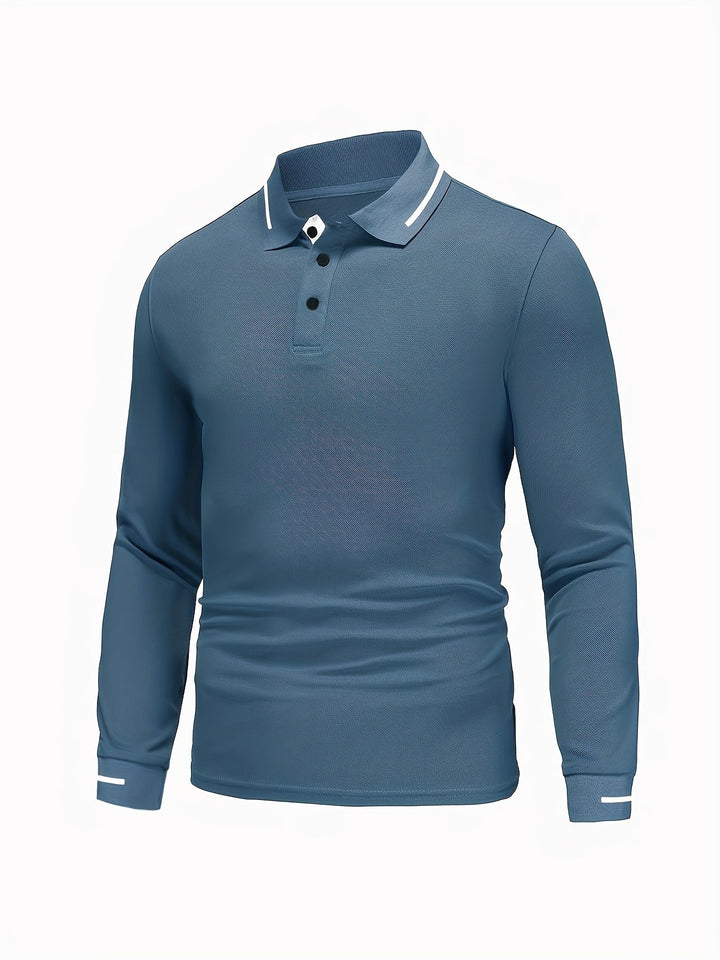 Reginald | Elegancka Koszula Polo z Długim Rękawem