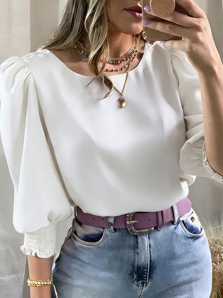 Gwyneth | Elegancka Bluzka z Bufiastymi Rękawami