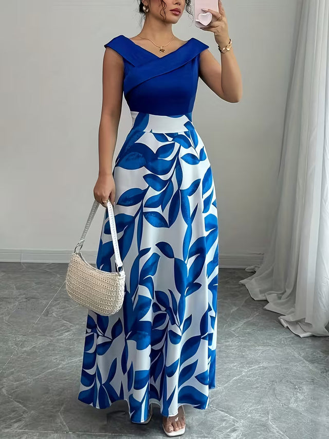 Ilanna | Bezrękawowa Sukienka Maxi w Liście