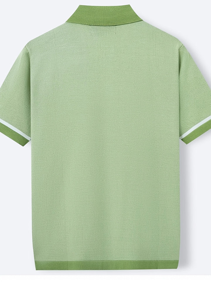 Malcolm | Retro Pasiasty Polo z Krótkim Rękawem