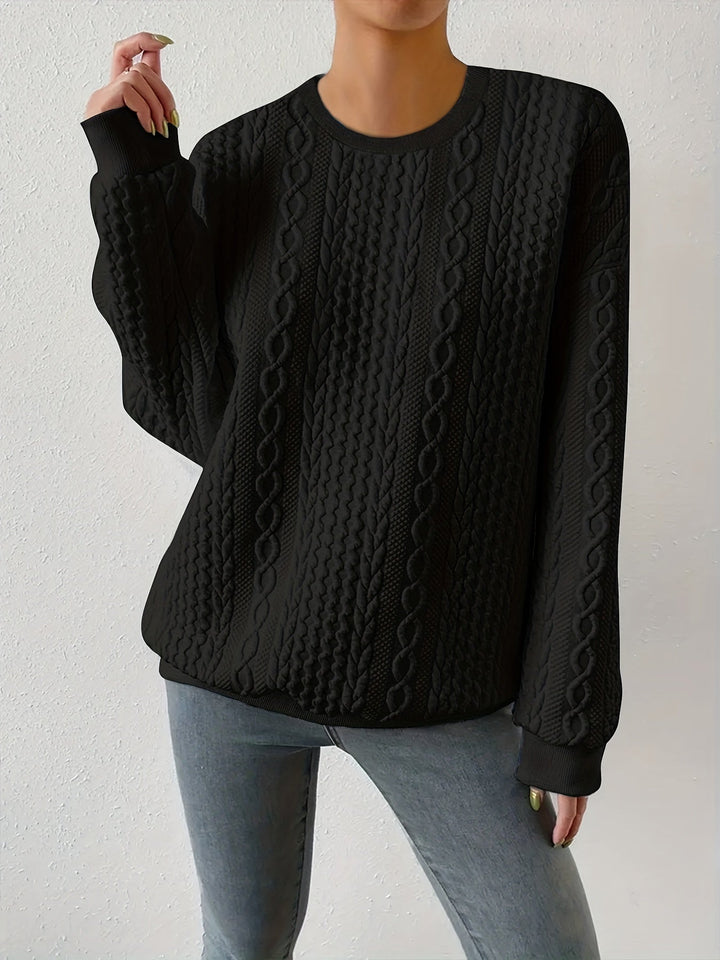 Maisie | Sweter z teksturą warkocza z okrągłym dekoltem
