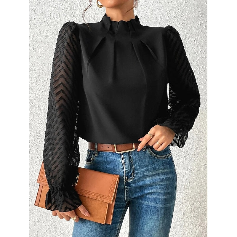 Maribel | Elegancka Bluzka z Wysokim Kołnierzem