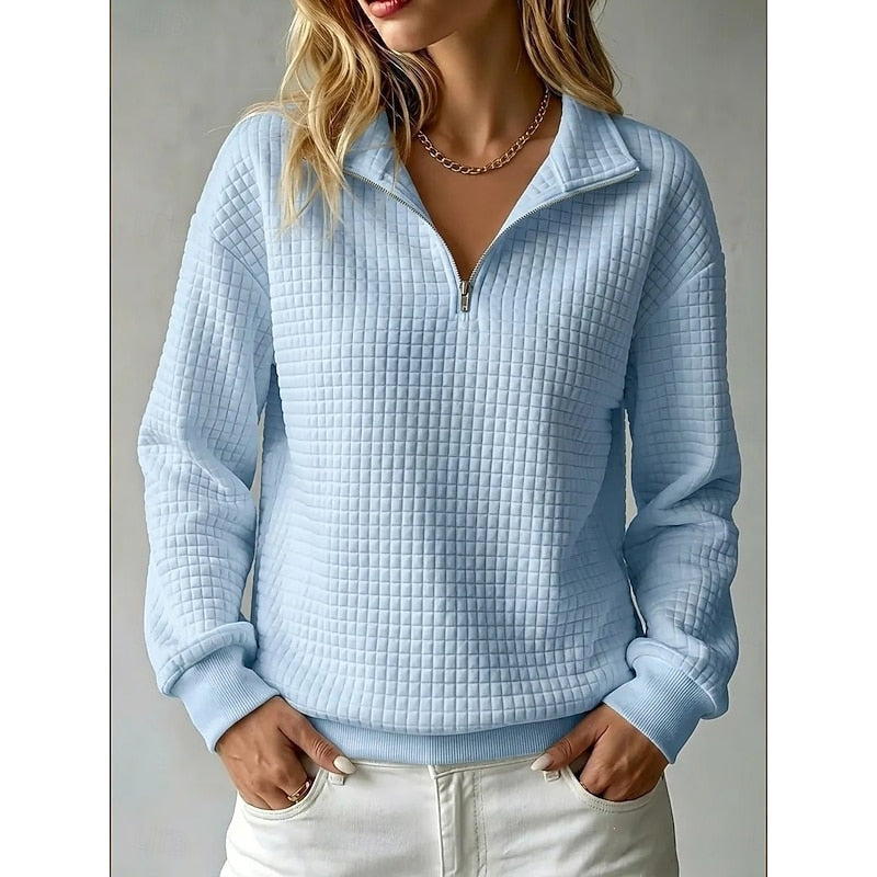 Adeline | Teksturowany sweatshirt z pół-zamkiem