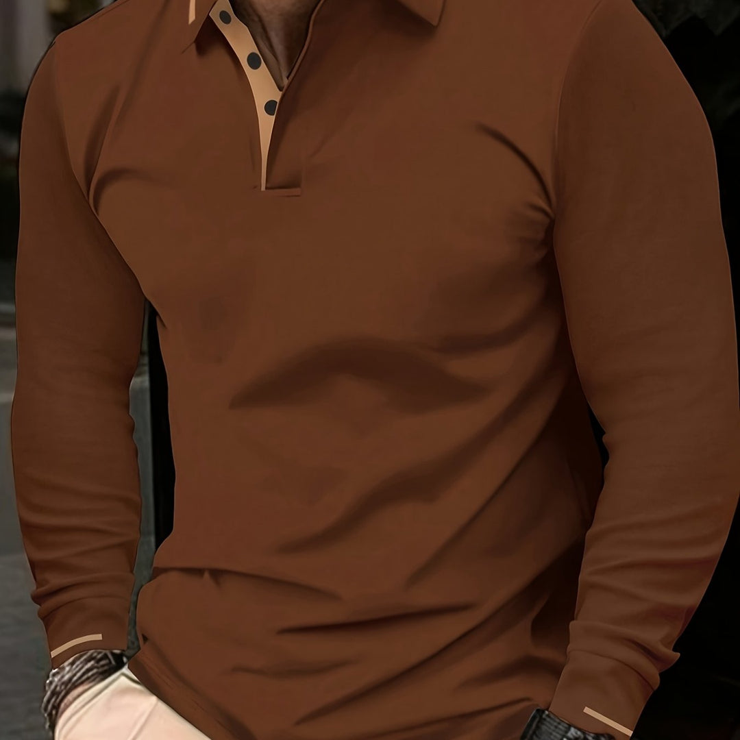 Reginald | Elegancka Koszula Polo z Długim Rękawem