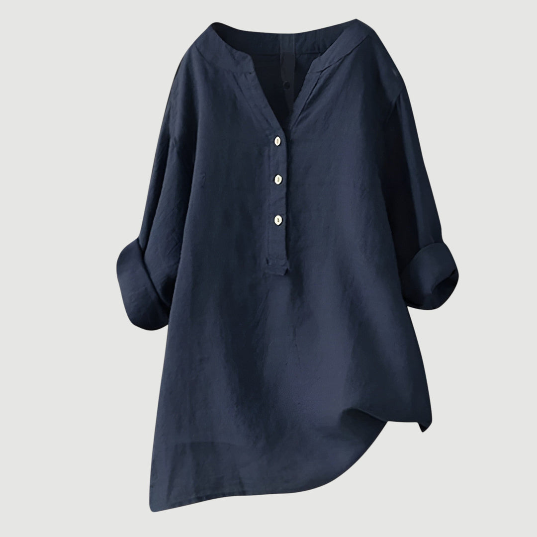 Cassia | Elegancka koszula z dekoltem w serek i guzikami