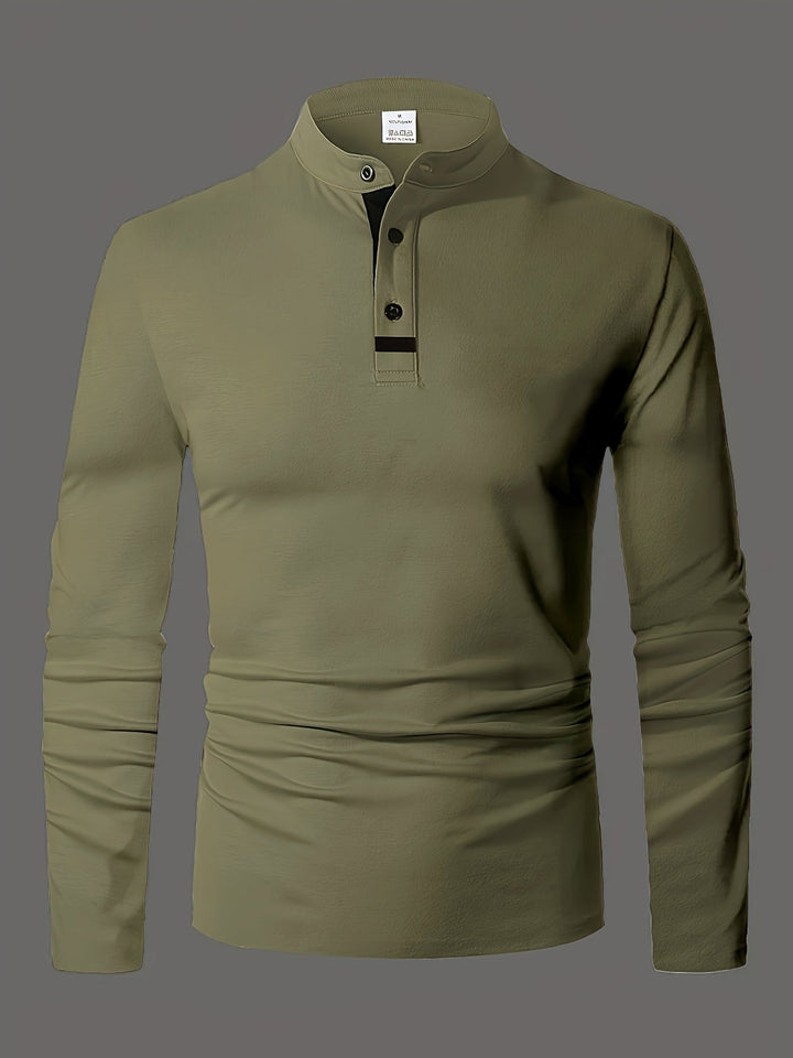 Reginald | Elegancka koszula Henley z długim rękawem