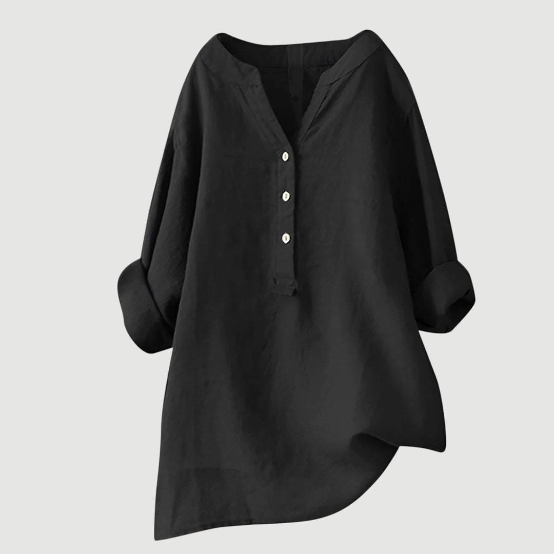 Cassia | Elegancka koszula z dekoltem w serek i guzikami