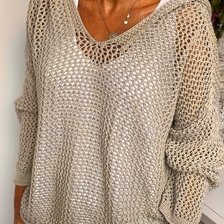 Fleur | Sweter z kapturem o otwartej dzianinie