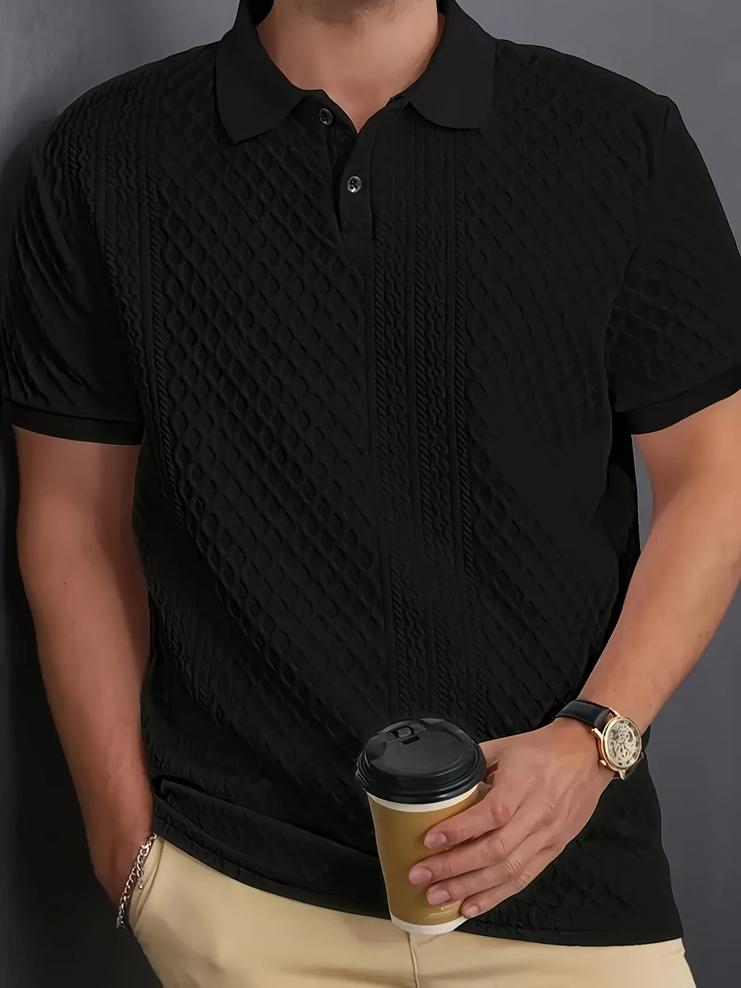 Harrington | Teksturowana koszulka polo do biura