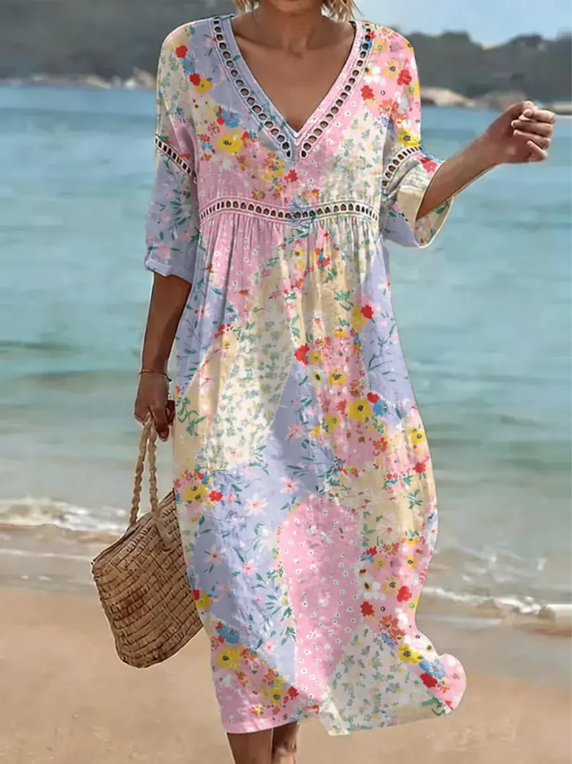 Verity | Stylowa Sukienka Kwiatowa w Patchwork