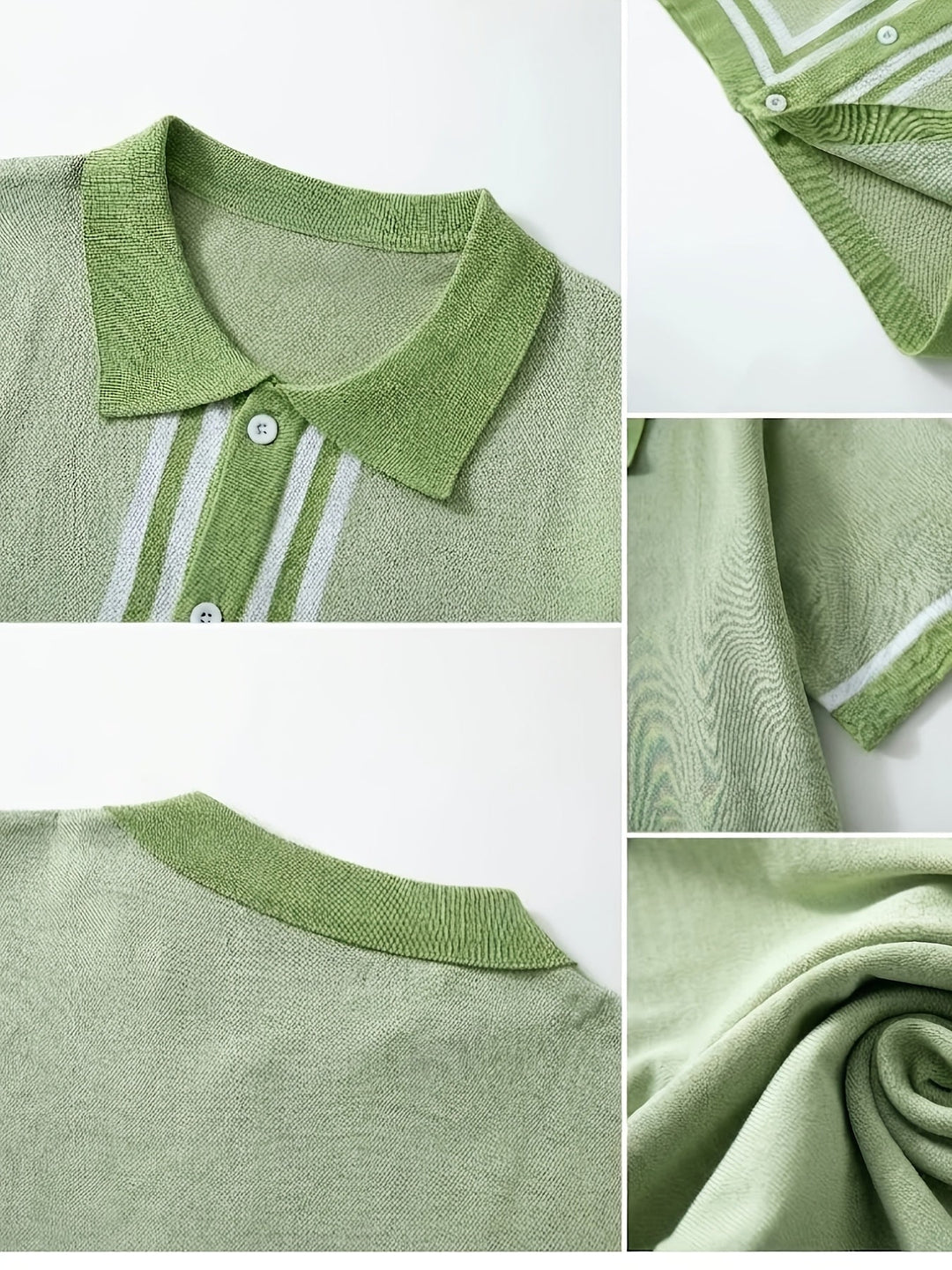 Malcolm | Retro Pasiasty Polo z Krótkim Rękawem