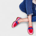 Marigold | Kolorowe Buty z Okrągłym Noskiem w Stylu Patchwork