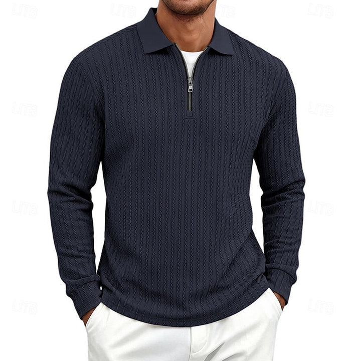 Bryson | Teksturowana koszulka polo z zamkiem 1/4