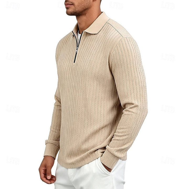 Bryson | Teksturowana koszulka polo z zamkiem 1/4