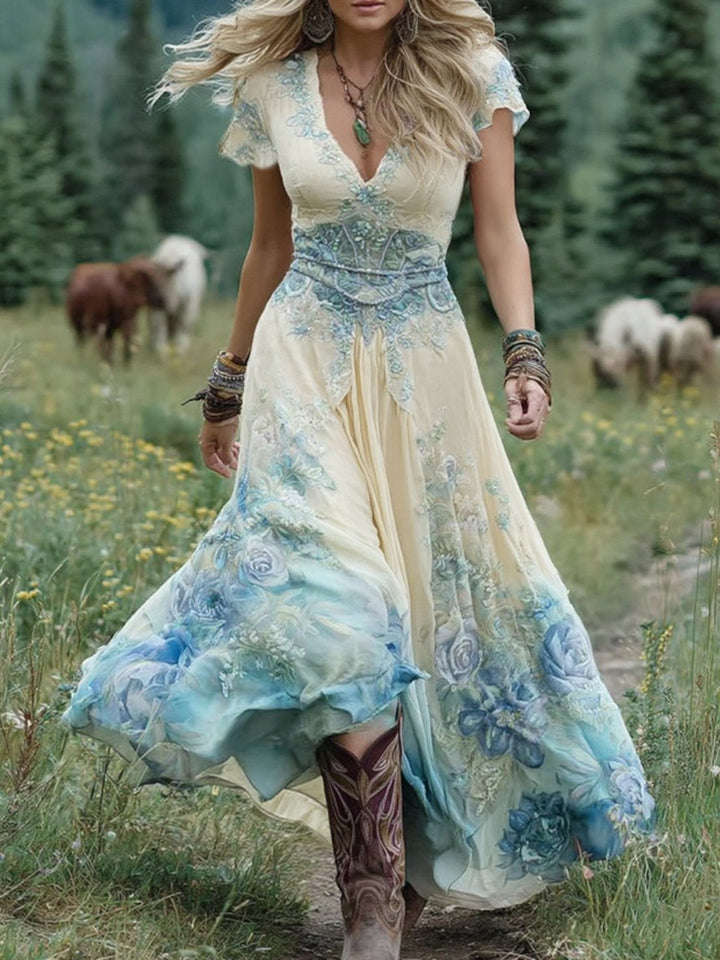 Amelia | Vintage Kwiatowa Sukienka Maxi