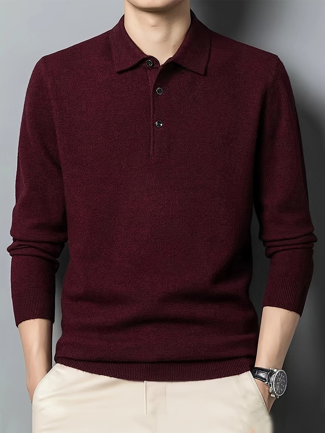Frederick | Wyszukany Sweter Polo z Kołnierzykiem
