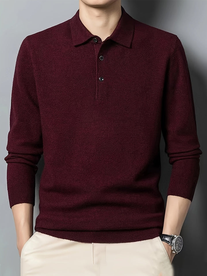 Frederick | Wyszukany Sweter Polo z Kołnierzykiem
