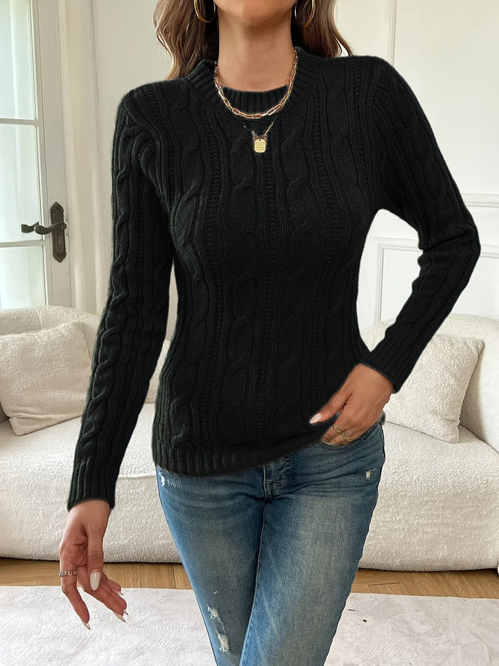 Gemma | Sweter z okrągłym dekoltem w splot kablowy