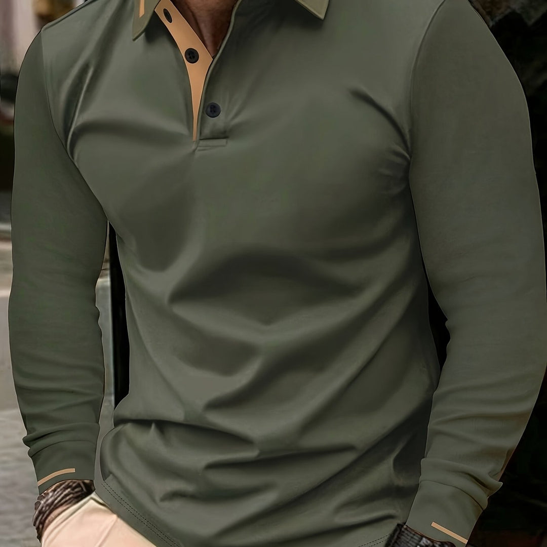 Reginald | Elegancka Koszula Polo z Długim Rękawem