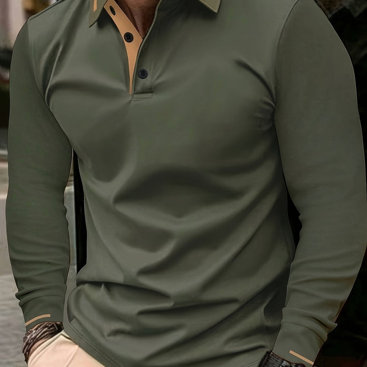 Reginald | Elegancka Koszula Polo z Długim Rękawem