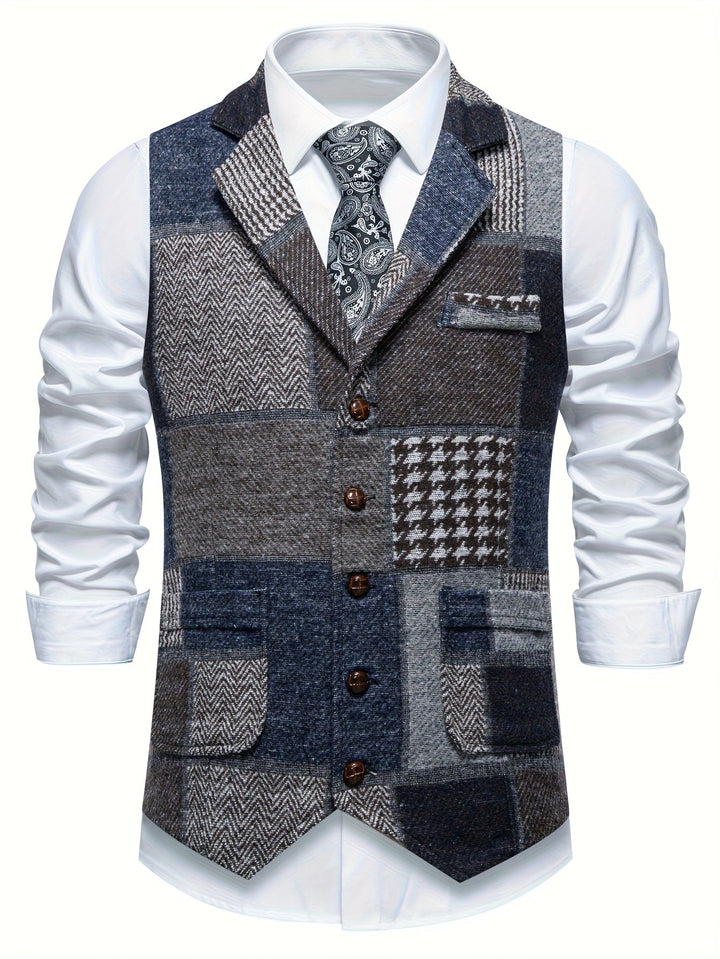 Benedict | Kamizelka Patchwork z Wzorem Skośnym
