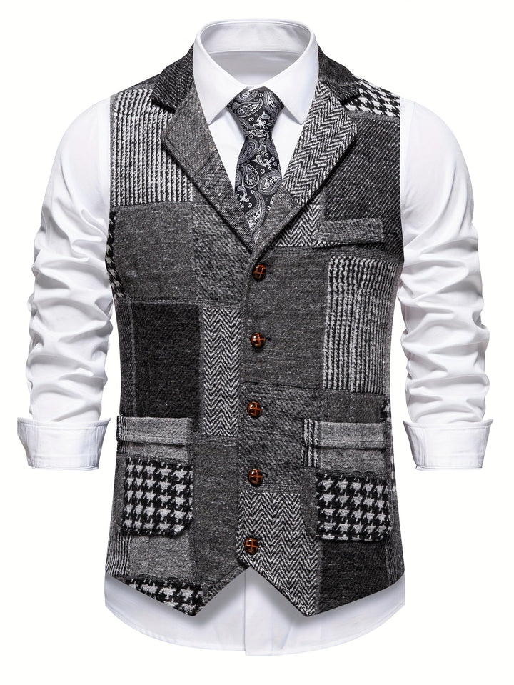 Benedict | Kamizelka Patchwork z Wzorem Skośnym