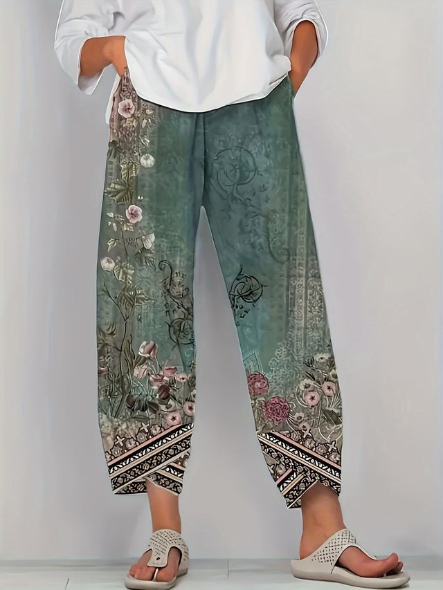 Amanda | Klasyczne Spodnie Vintage w Kwiaty