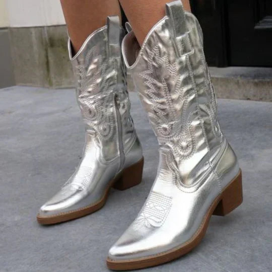 Delia | Botki do połowy łydki w stylu western