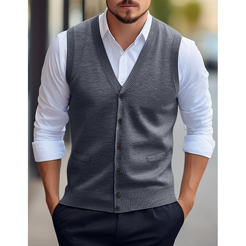 Coleman | Elegancka Kamizelka z Dekoltem w Serek