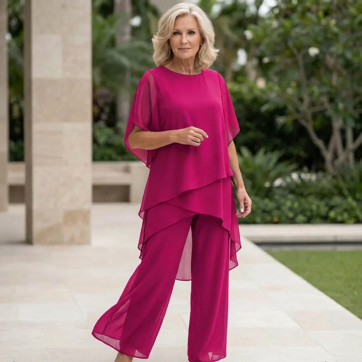 Rowena | Elegancki Zestaw Spodni Palazzo z Drapowaniem