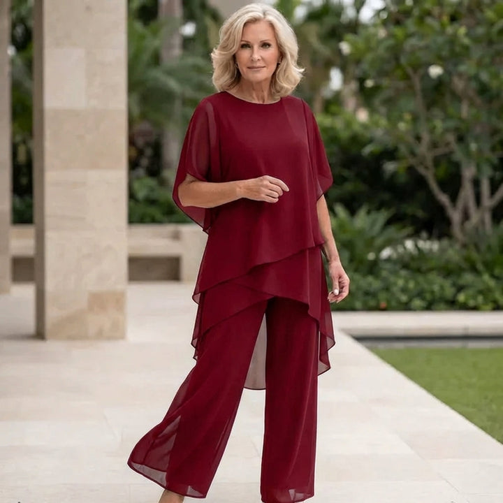 Rowena | Elegancki Zestaw Spodni Palazzo z Drapowaniem