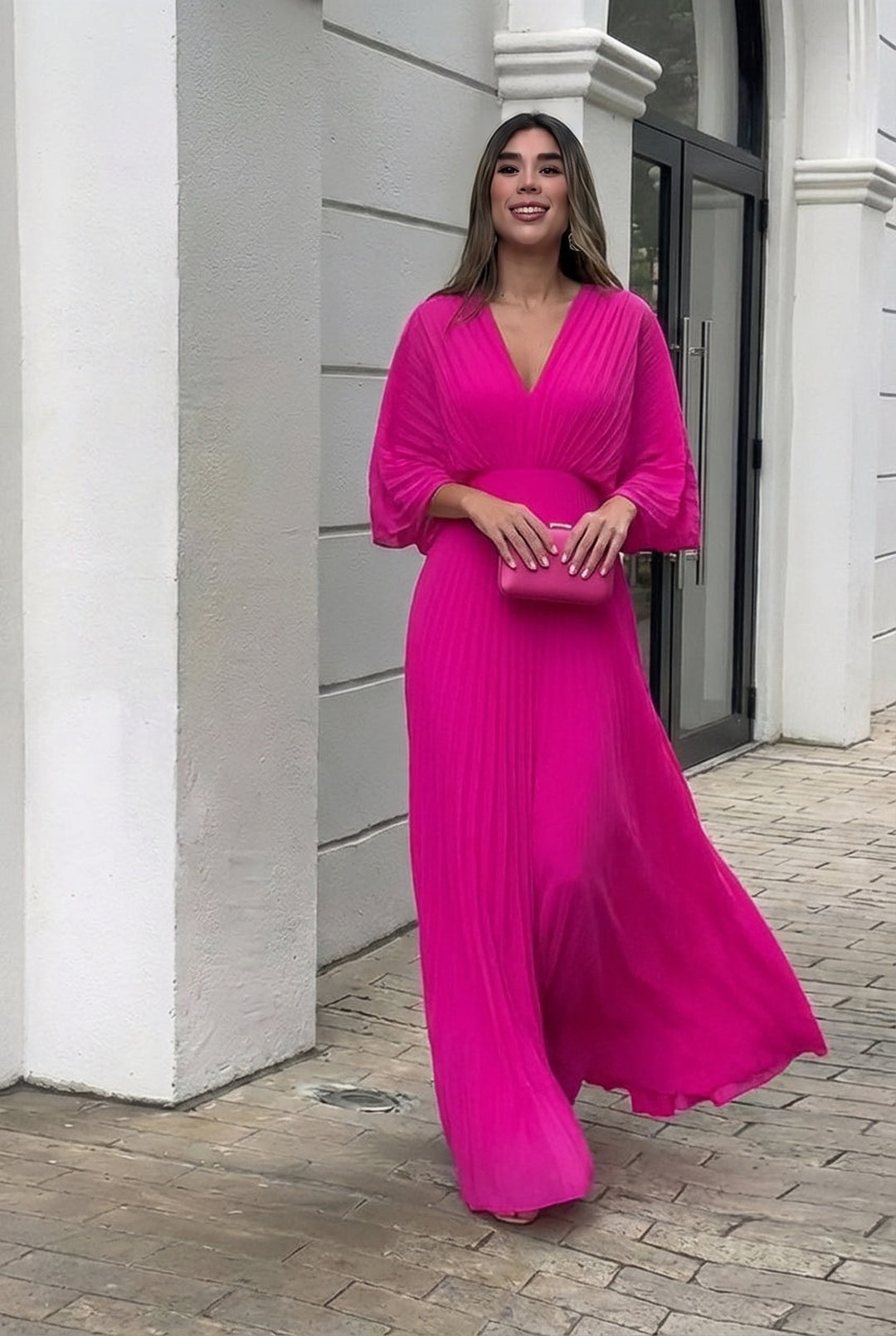 Veronica | Stylowa Elegancka Sukienka Maxi z Faldami