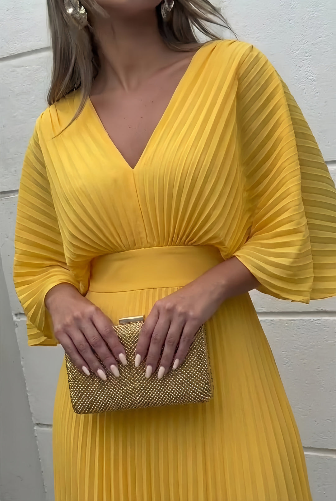 Veronica | Stylowa Elegancka Sukienka Maxi z Faldami