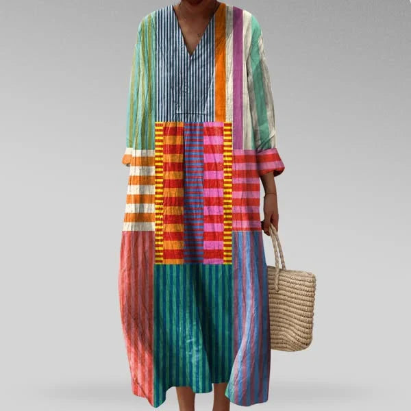 Fabrine | Stylowa Sukienka Geometric V-Neck