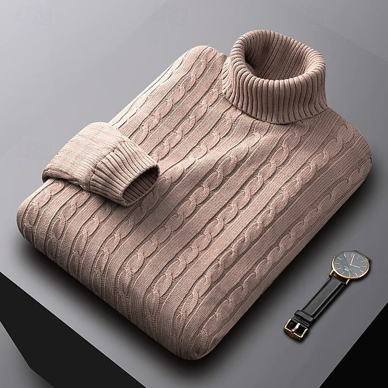 Gregory | Sweter z golfem w splot kablowy
