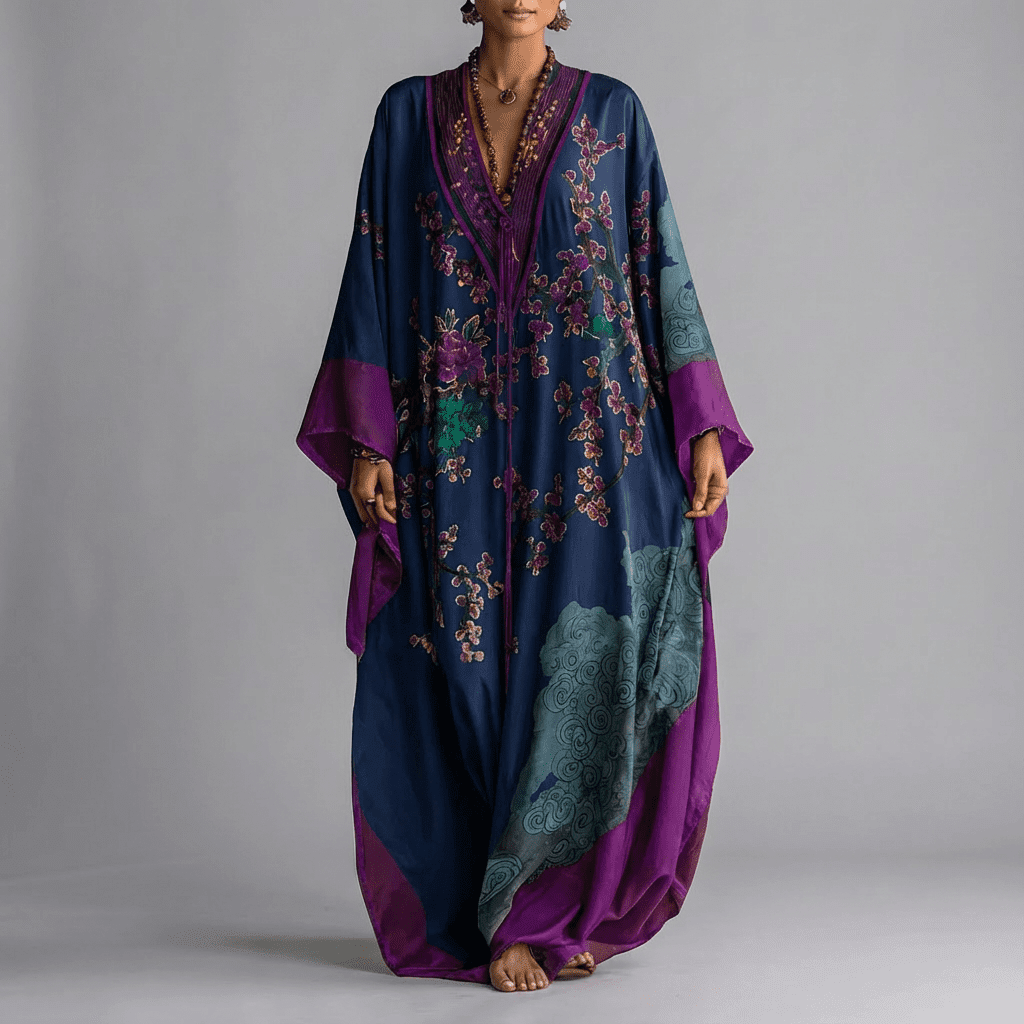 Emma | Sukienka Maxi z Rękawem Batwing