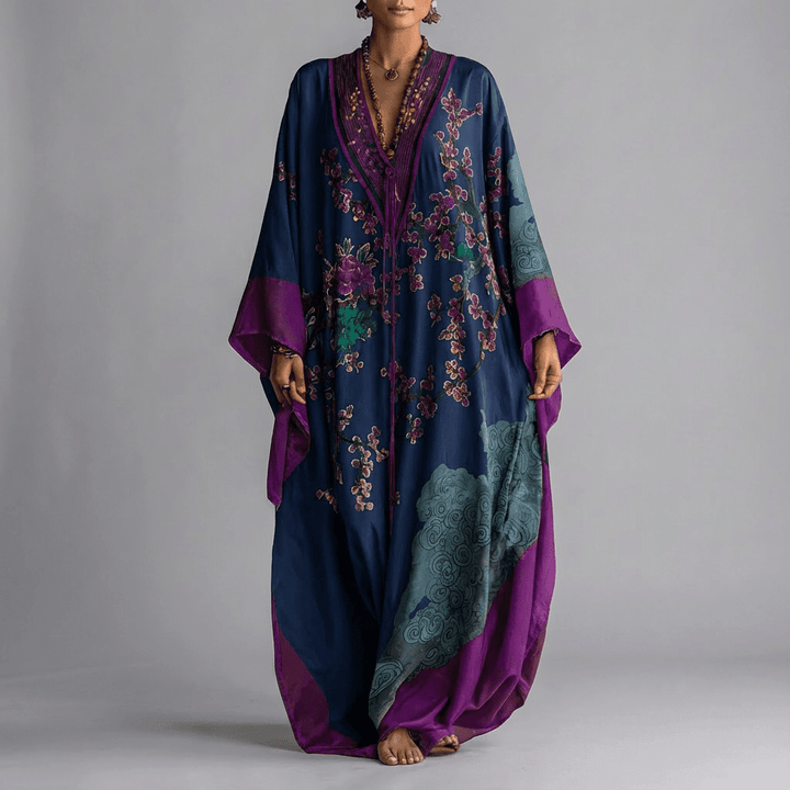 Emma | Sukienka Maxi z Rękawem Batwing