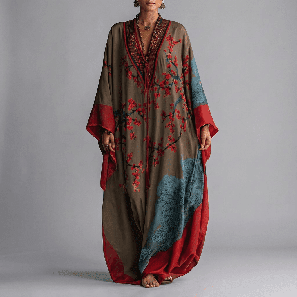Emma | Sukienka Maxi z Rękawem Batwing