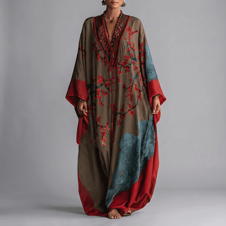 Emma | Sukienka Maxi z Rękawem Batwing