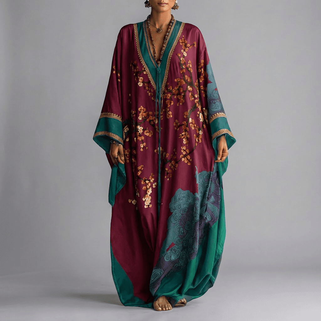 Emma | Sukienka Maxi z Rękawem Batwing
