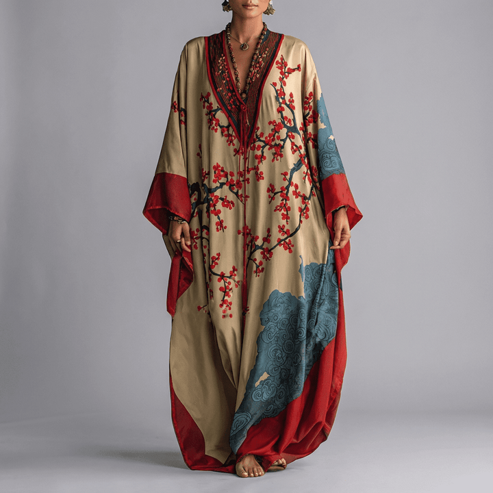 Emma | Sukienka Maxi z Rękawem Batwing