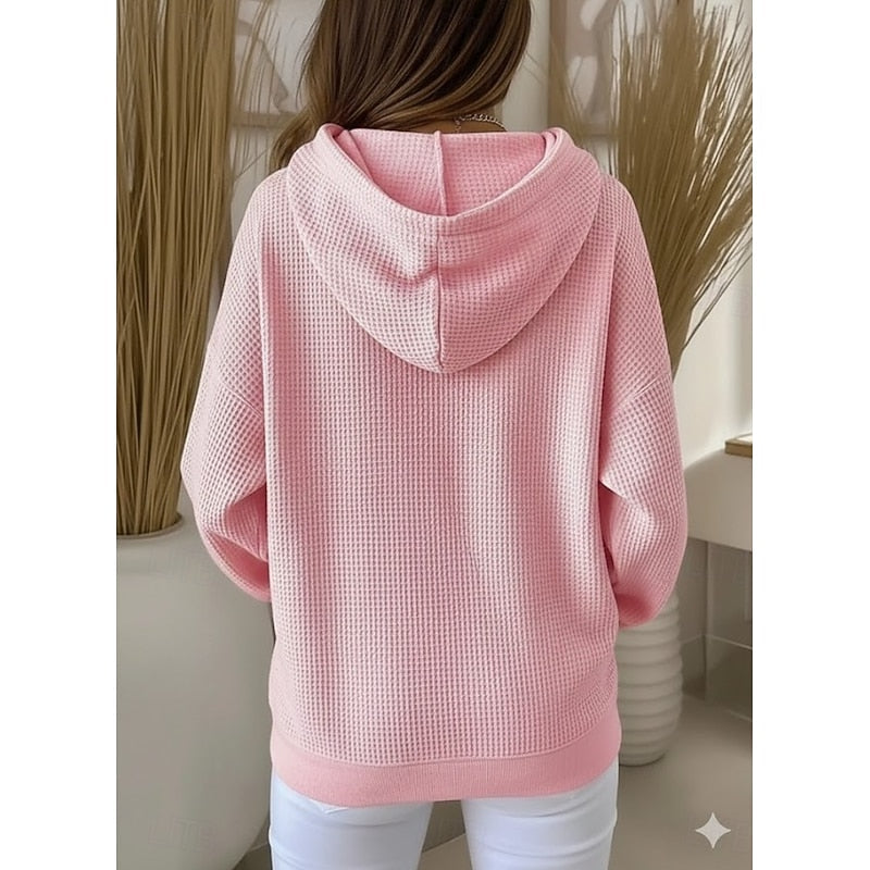 Nadine | Luźna Teksturowana Bluza z Kapturem