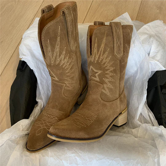 Delia | Botki do połowy łydki w stylu western