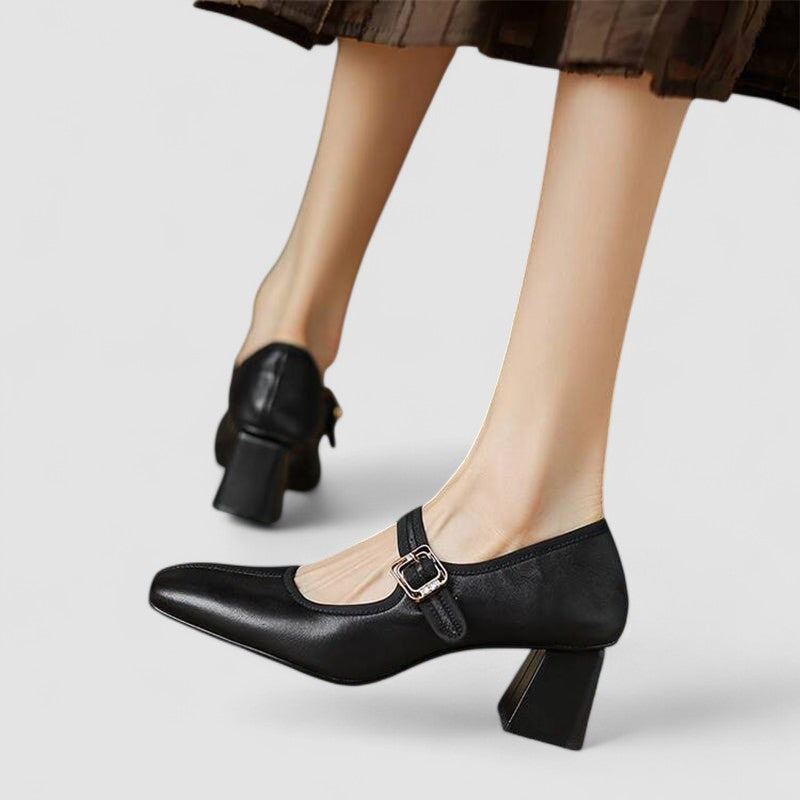 Elisha | Klasyczne Buty Mary Jane z Grubym Paseczkiem