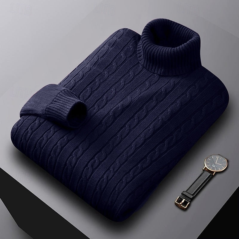 Gregory | Sweter z golfem w splot kablowy