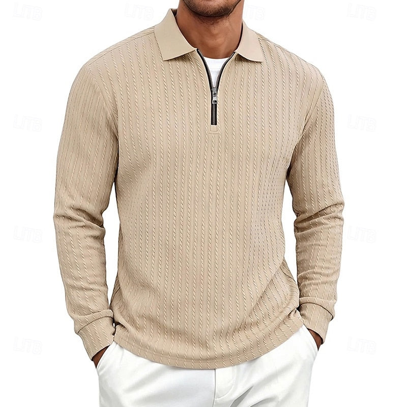 Bryson | Teksturowana koszulka polo z zamkiem 1/4