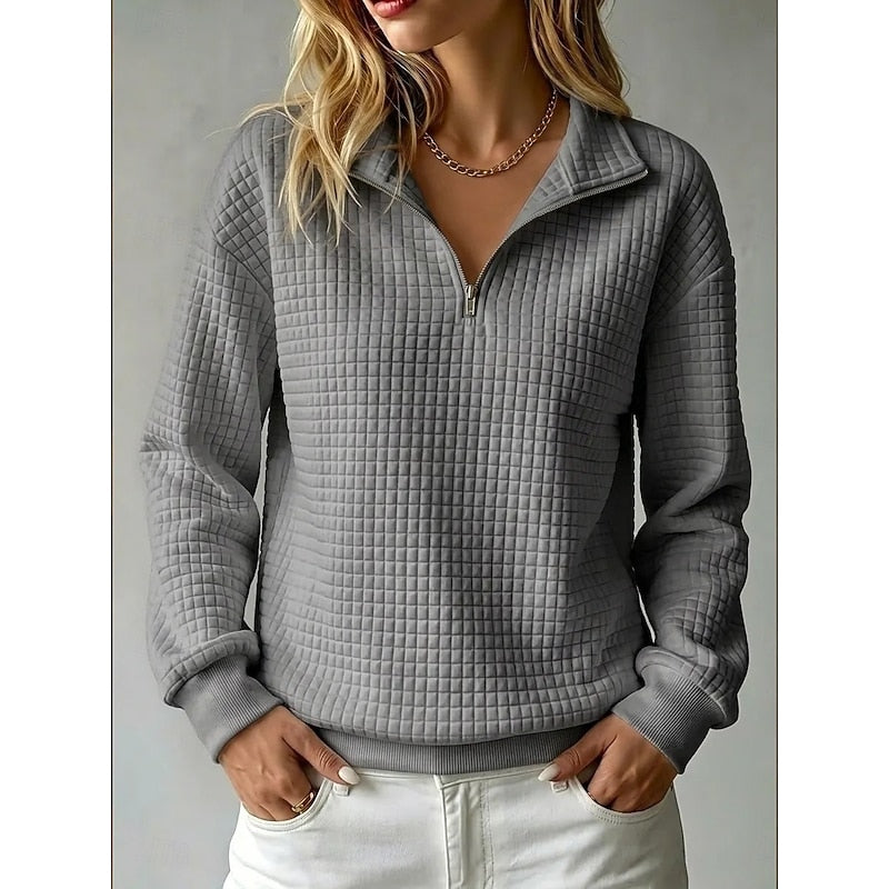 Adeline | Teksturowany sweatshirt z pół-zamkiem