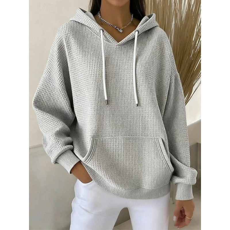 Nadine | Luźna Teksturowana Bluza z Kapturem